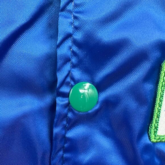 VTG Delong Jacket Lg Satin Quilted Bomber Blue Premium Fresh Farms 80s Retro USA - Picture 9 of 16